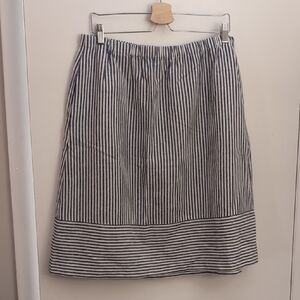 J. Crew Navy and White Striped Midi Skirt